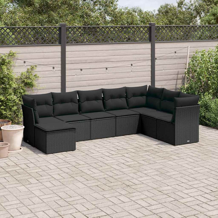 Set mobilier de grădină cu perne, 8 piese, negru, poliratan - WALTI WALTI