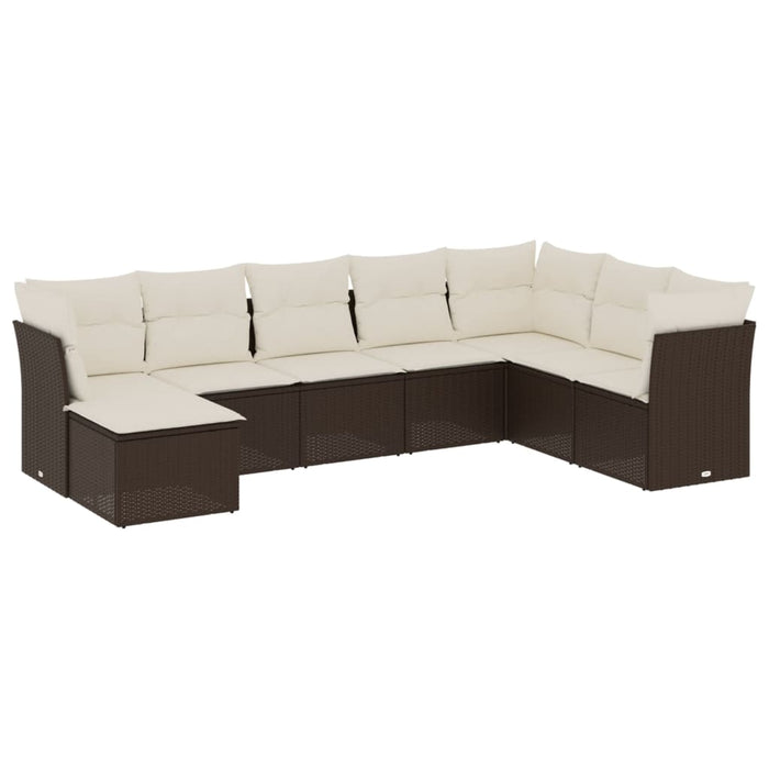 Set canapele de grădină cu perne, 8 piese, maro, poliratan WALTI
