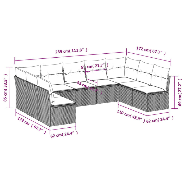 Set mobilier de grădină cu perne, 9 piese, negru, poliratan - WALTI WALTI