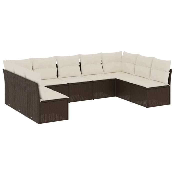 Set canapele de grădină cu perne, 9 piese, maro, poliratan WALTI