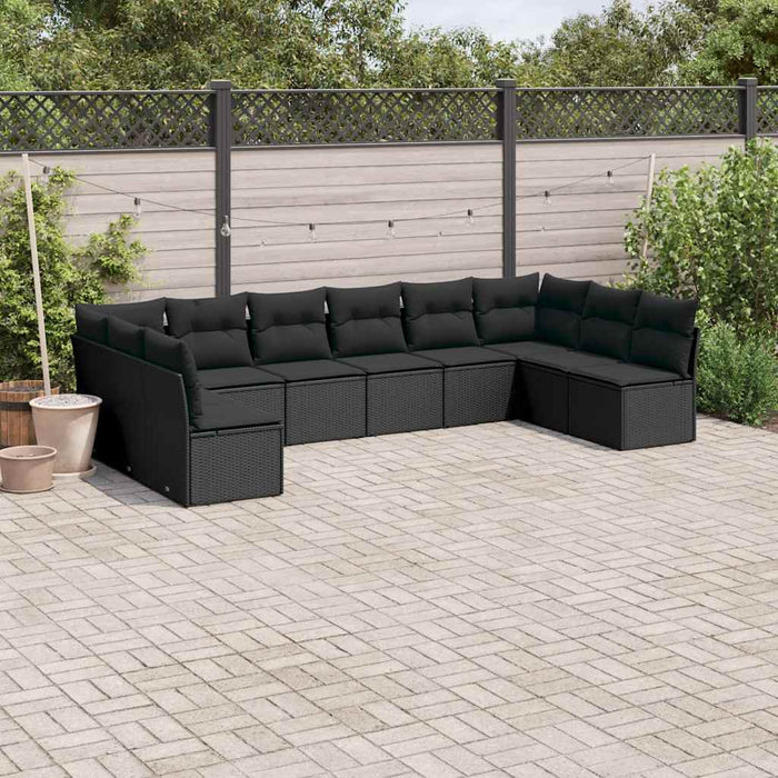 Set canapele de grădină cu perne, 10 piese, negru, poliratan - WALTI WALTI