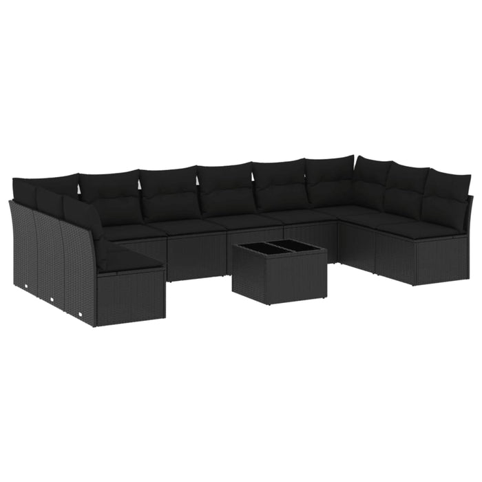 Set canapele de grădină cu perne, 11 piese, negru, poliratan - WALTI WALTI