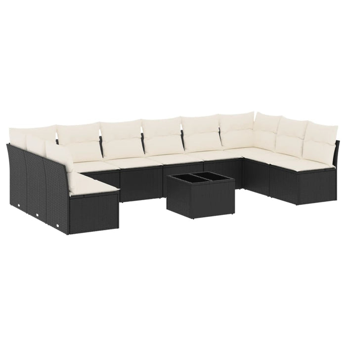 Set canapele de grădină cu perne, 11 piese, negru, poliratan - WALTI WALTI