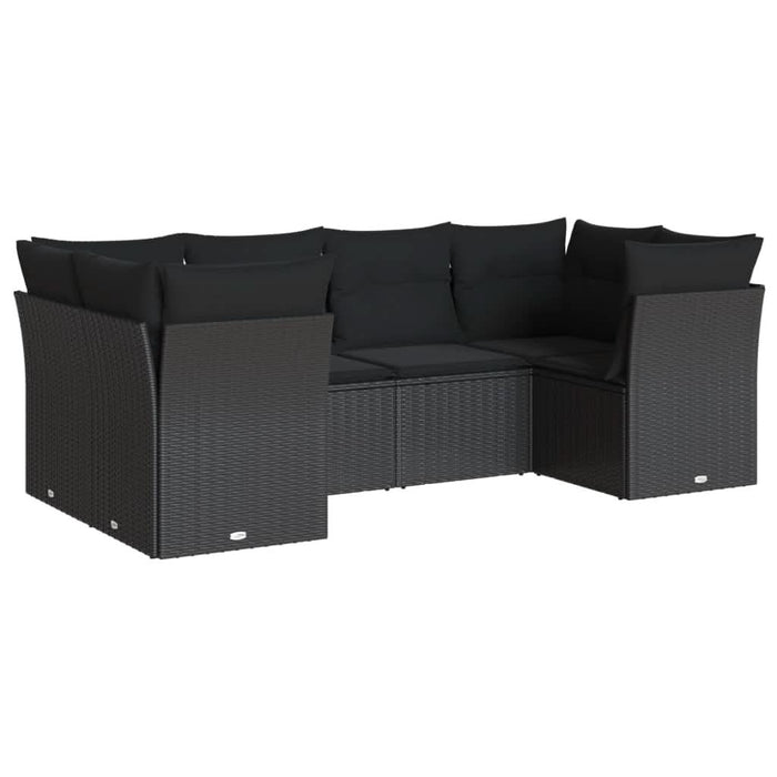 Set mobilier de grădină cu perne, 6 piese, negru, poliratan - WALTI WALTI