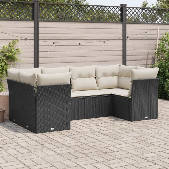 Set mobilier de grădină cu perne, 6 piese, negru, poliratan - WALTI WALTI