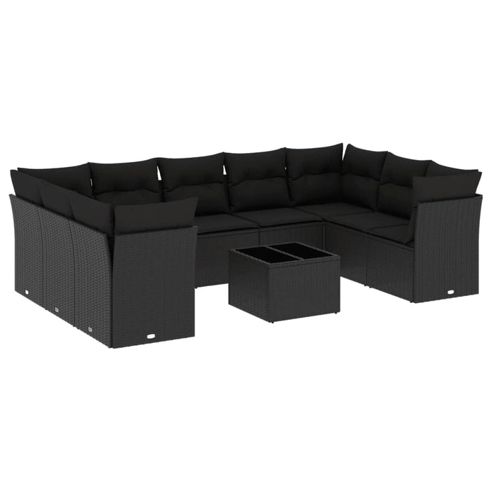 Set canapele de grădină cu perne, 10 piese, negru, poliratan - WALTI WALTI