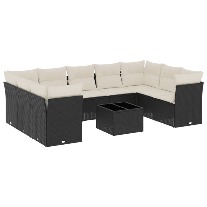 Set canapele de grădină cu perne, 10 piese, negru, poliratan - WALTI WALTI
