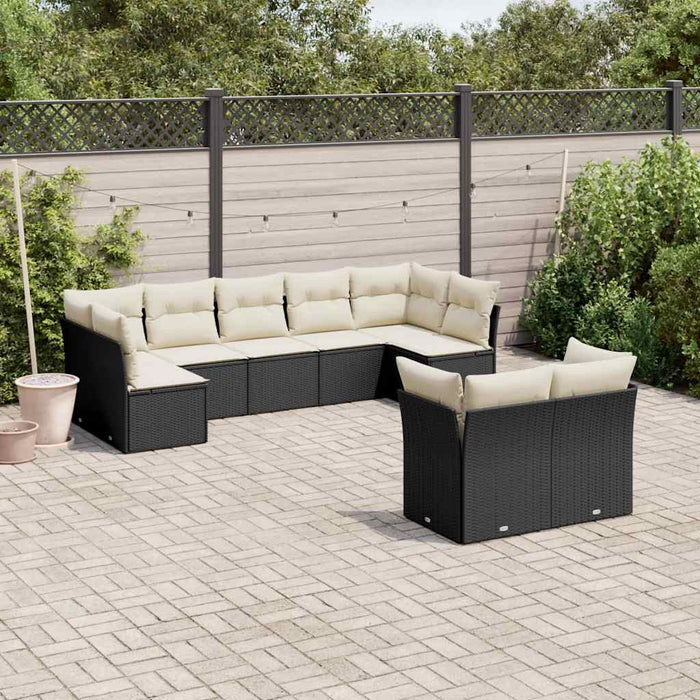 Set mobilier de grădină cu perne, 9 piese, negru, poliratan - WALTI WALTI