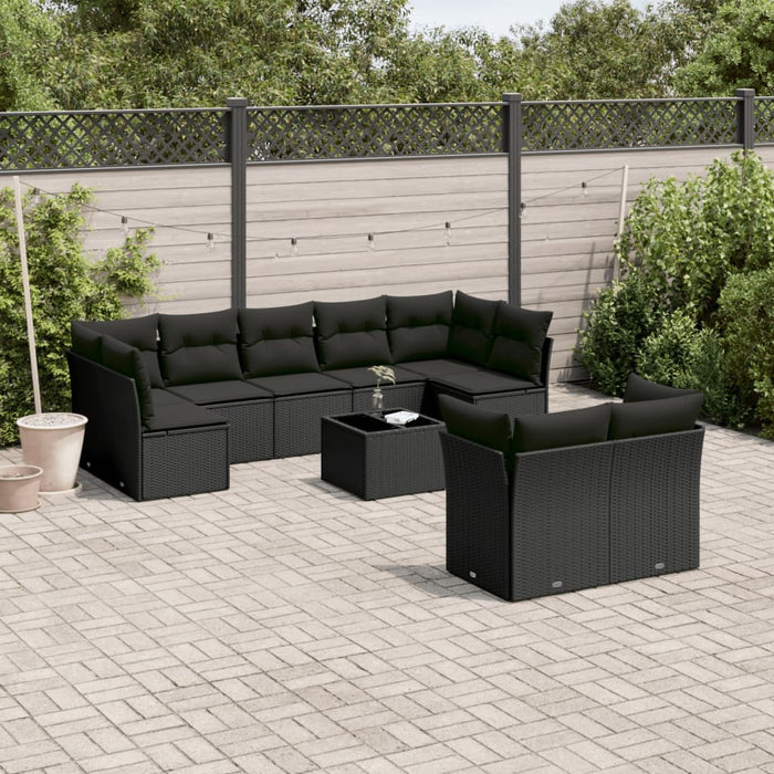 Set canapele de grădină cu perne, 10 piese, negru, poliratan - WALTI WALTI