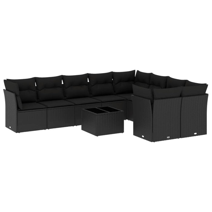 Set canapele de grădină cu perne, 10 piese, negru, poliratan - WALTI WALTI