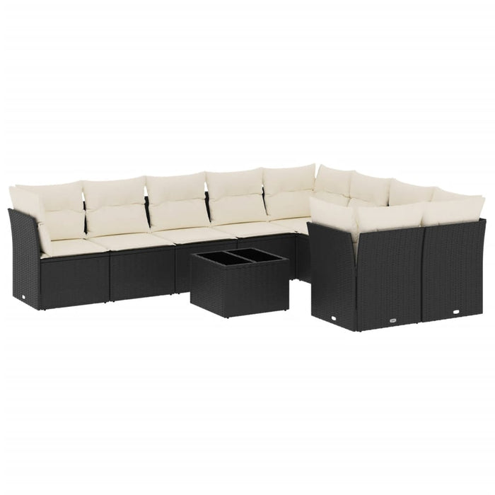 Set canapele de grădină cu perne, 10 piese, negru, poliratan - WALTI WALTI