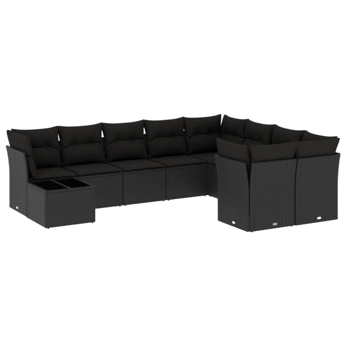 Set canapele de grădină cu perne, 10 piese, negru, poliratan - WALTI WALTI