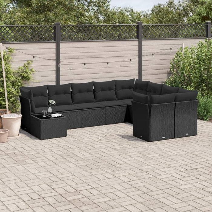 Set canapele de grădină cu perne, 10 piese, negru, poliratan - WALTI WALTI