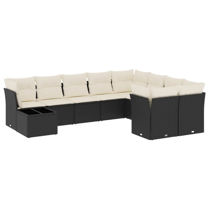 Set canapele de grădină cu perne, 10 piese, negru, poliratan - WALTI WALTI