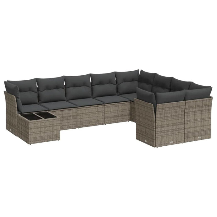 Set mobilier de grădină cu perne, 10 piese, gri, poliratan - WALTI WALTI