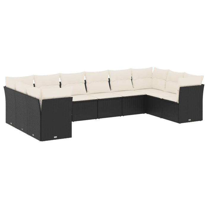 Set canapele de grădină cu perne, 10 piese, negru, poliratan - WALTI WALTI