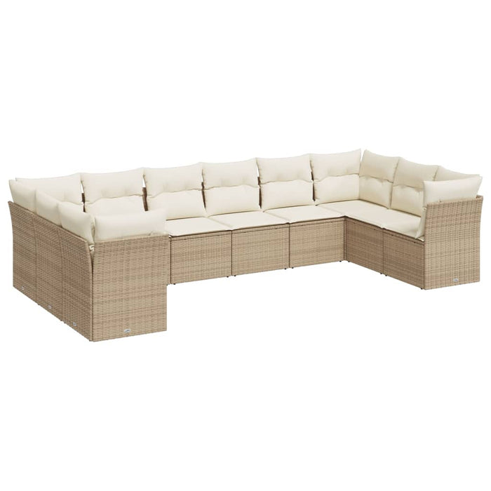 Set canapele de grădină cu perne, 10 piese, bej, poliratan WALTI
