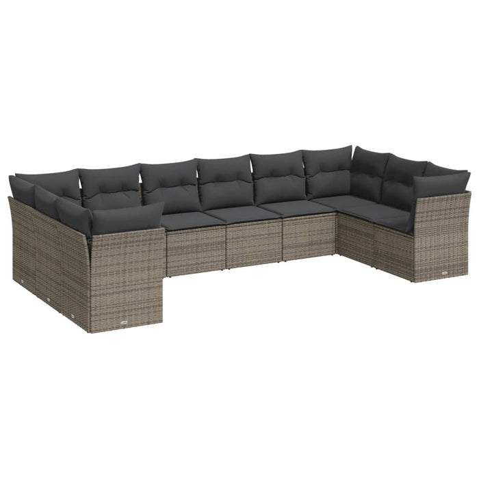 Set mobilier de grădină cu perne, 10 piese, gri, poliratan - WALTI WALTI