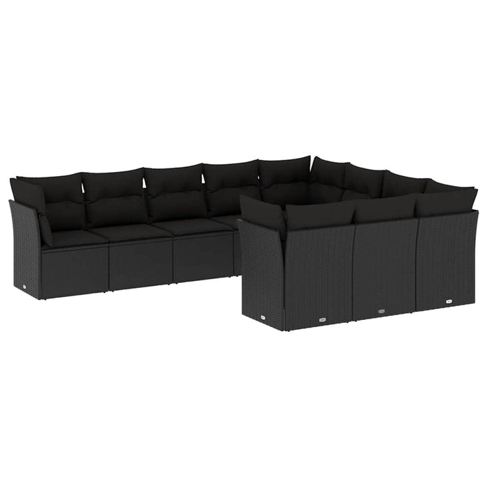 Set canapele de grădină cu perne, 10 piese, negru, poliratan - WALTI WALTI