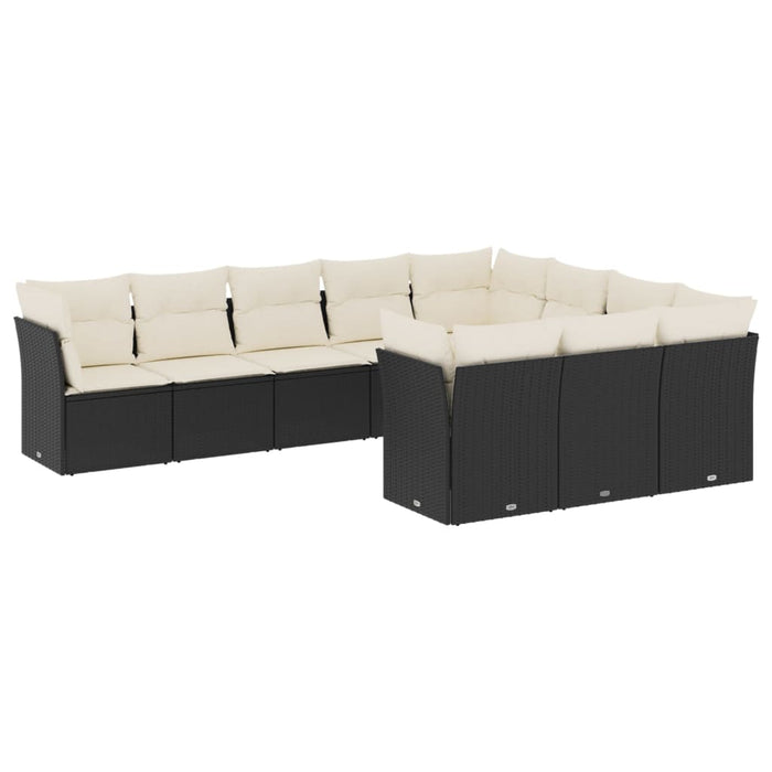 Set canapele de grădină cu perne, 10 piese, negru, poliratan - WALTI WALTI