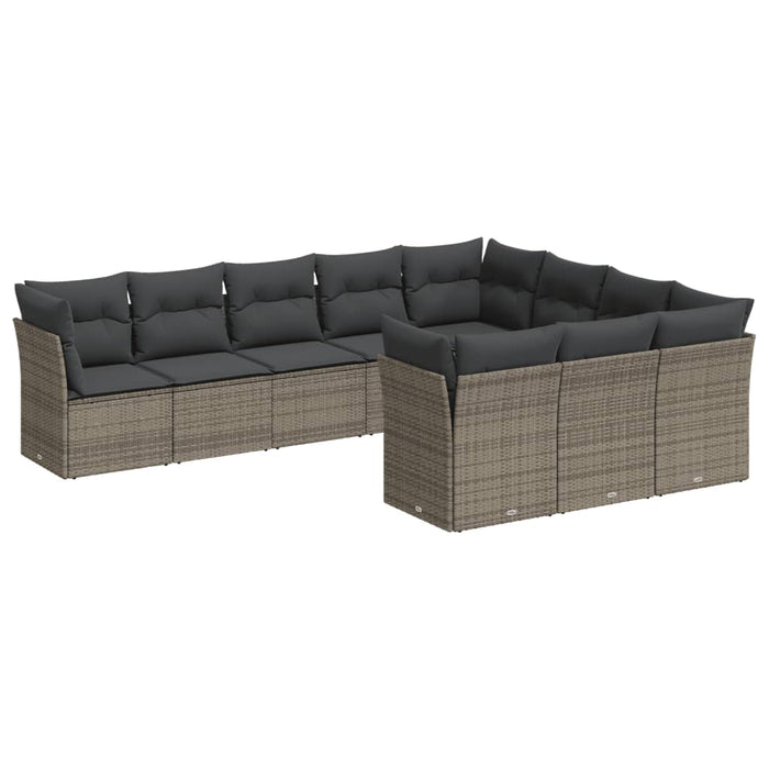 Set mobilier de grădină cu perne, 10 piese, gri, poliratan - WALTI WALTI