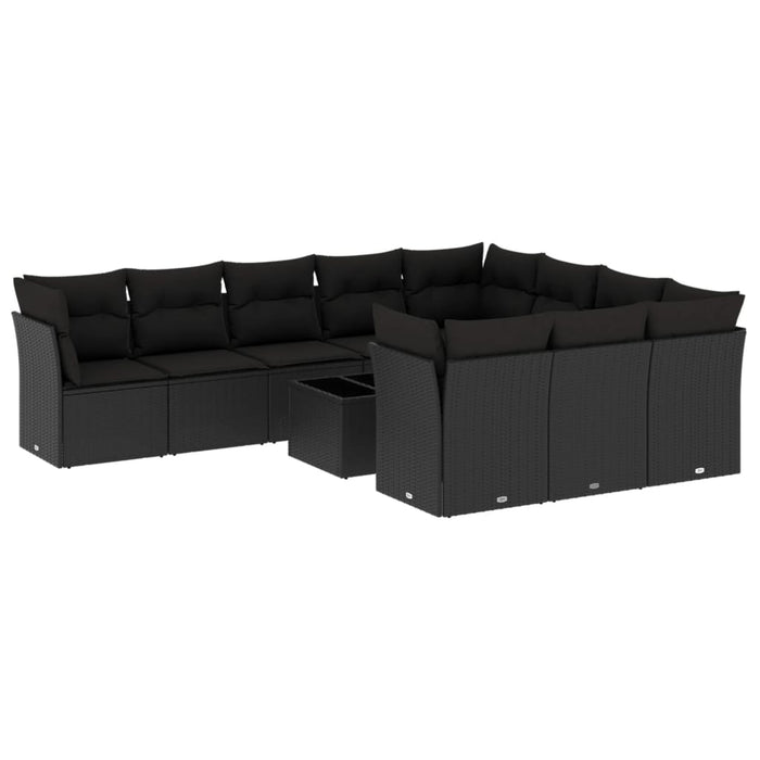Set canapele de grădină cu perne, 11 piese, negru, poliratan - WALTI WALTI