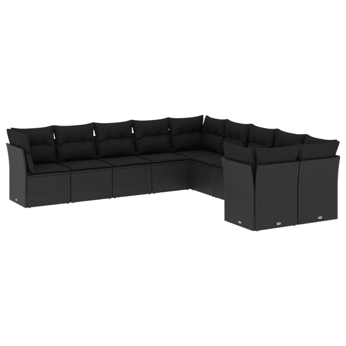 Set canapele de grădină cu perne, 10 piese, negru, poliratan - WALTI WALTI