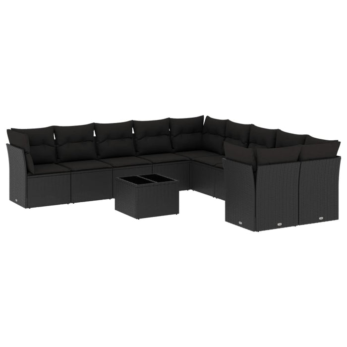 Set canapele de grădină cu perne, 11 piese, negru, poliratan - WALTI WALTI