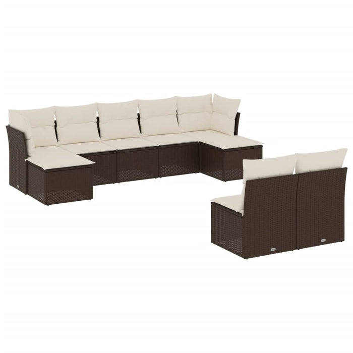 Set canapele de grădină cu perne, 9 piese, maro, poliratan WALTI