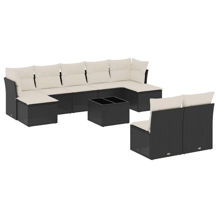 Set canapele de grădină cu perne, 10 piese, negru, poliratan - WALTI WALTI
