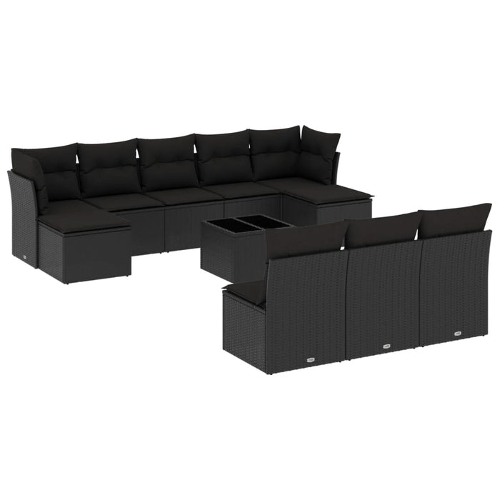 Set canapele de grădină cu perne, 11 piese, negru, poliratan - WALTI WALTI