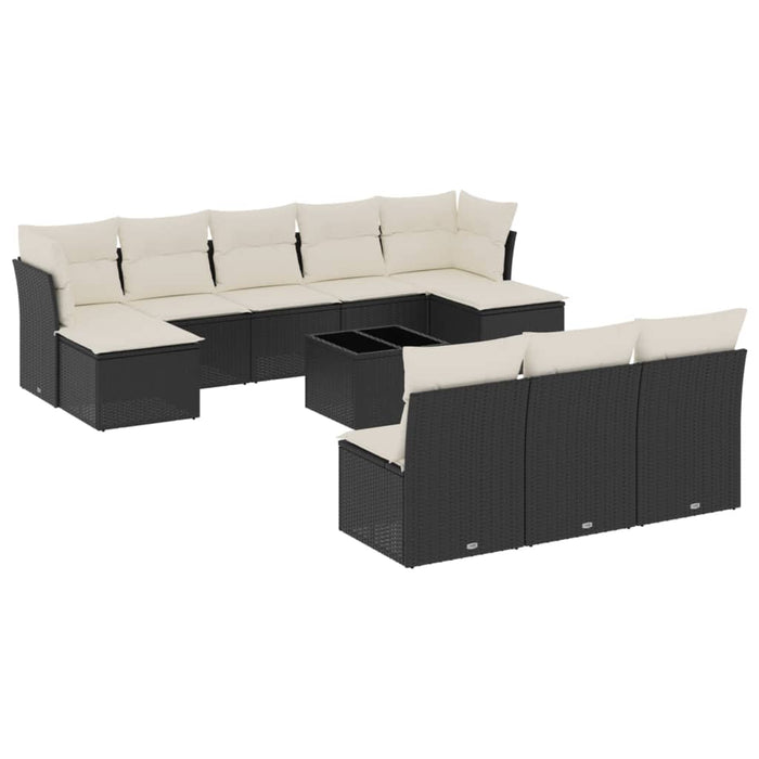 Set canapele de grădină cu perne, 11 piese, negru, poliratan - WALTI WALTI
