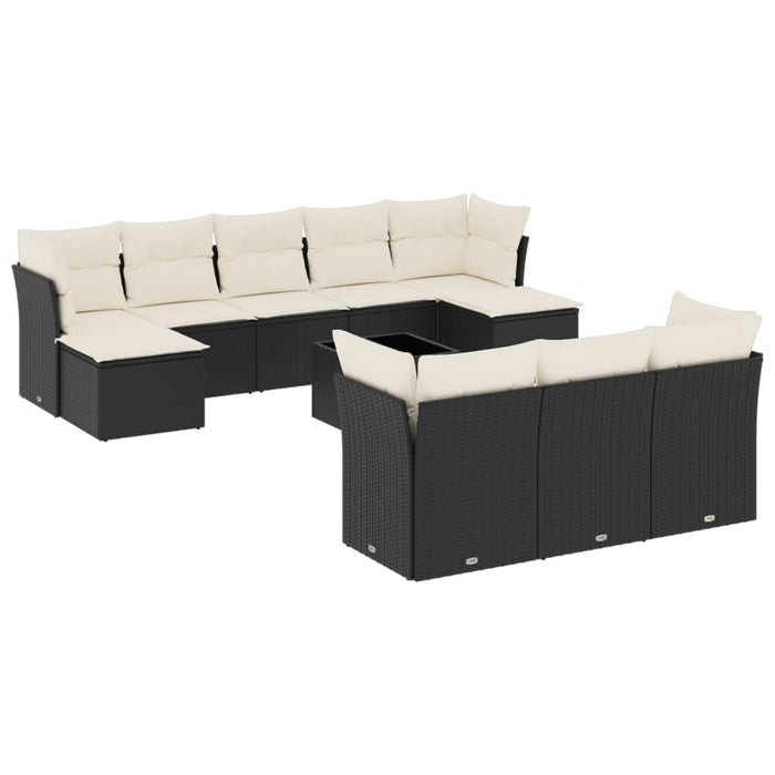 Set canapele de grădină cu perne, 11 piese, negru, poliratan - WALTI WALTI
