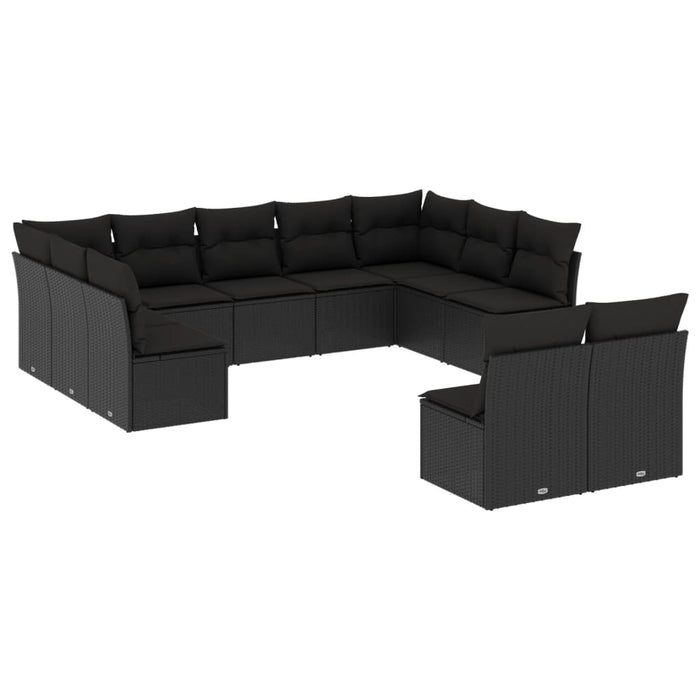 Set canapele de grădină cu perne, 11 piese, negru, poliratan - WALTI WALTI