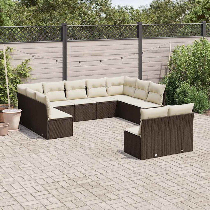 Set canapele de grădină cu perne, 11 piese, maro, poliratan - WALTI WALTI