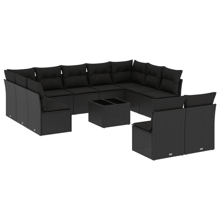 Set canapele de grădină, 12 piese, cu perne, negru, poliratan - WALTI WALTI