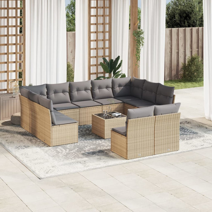 Set canapele de grădină cu perne, 12 piese, bej, poliratan - WALTI WALTI