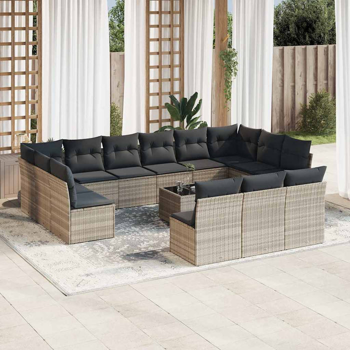 Set mobilier de grădină cu perne,14 piesegri deschis, poliratan - WALTI WALTI