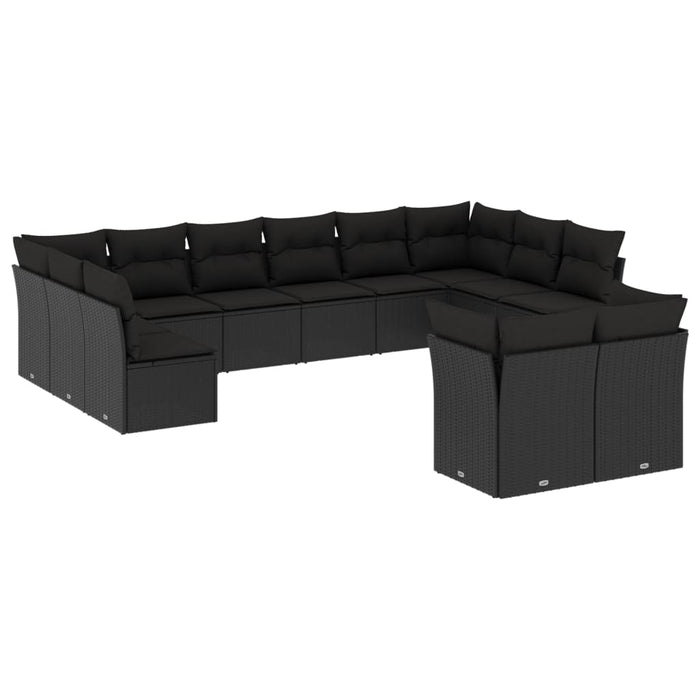 Set canapele de grădină, 12 piese, cu perne, negru, poliratan - WALTI WALTI