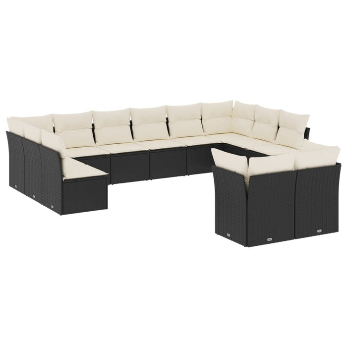 Set canapele de grădină, 12 piese, cu perne, negru, poliratan - WALTI WALTI