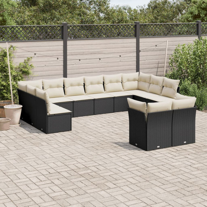 Set canapele de grădină, 12 piese, cu perne, negru, poliratan - WALTI WALTI