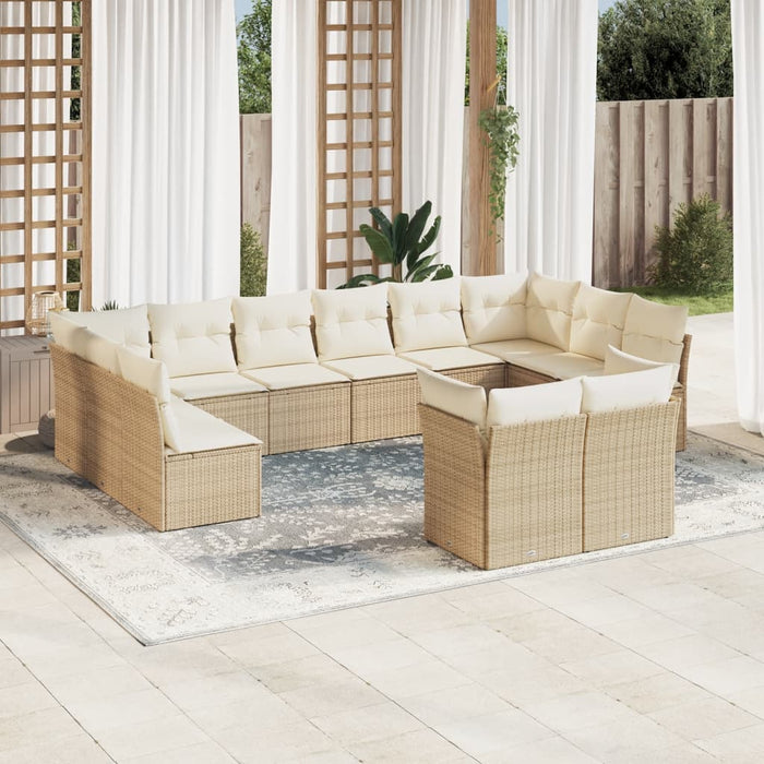 Set canapele de grădină cu perne, 12 piese, bej, poliratan - WALTI WALTI