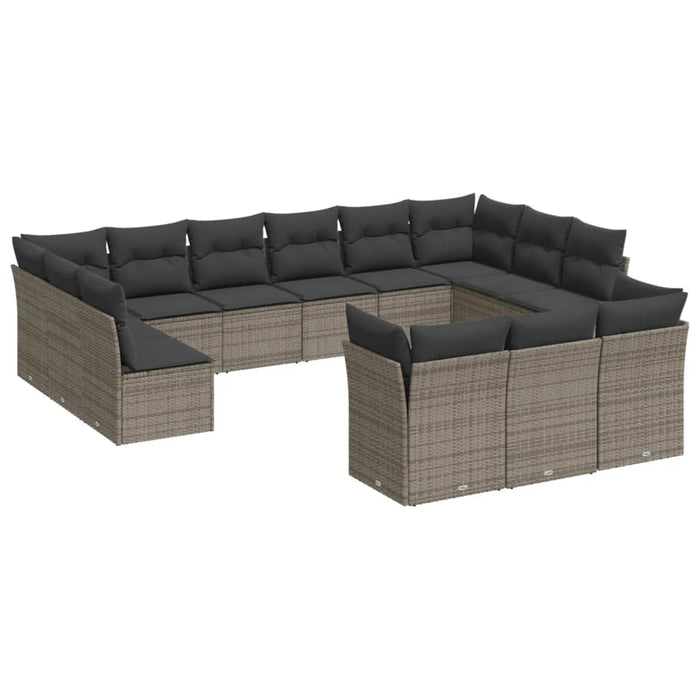 Set mobilier de grădină cu perne, 13 piese, gri, poliratan - WALTI WALTI