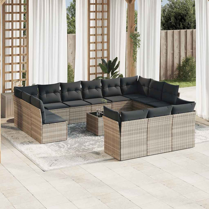 Set mobilier de grădină cu perne,14 piesegri deschis, poliratan - WALTI WALTI
