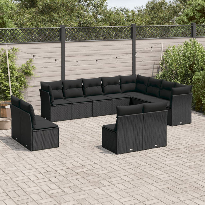 Set canapele de grădină, 12 piese, cu perne, negru, poliratan - WALTI WALTI