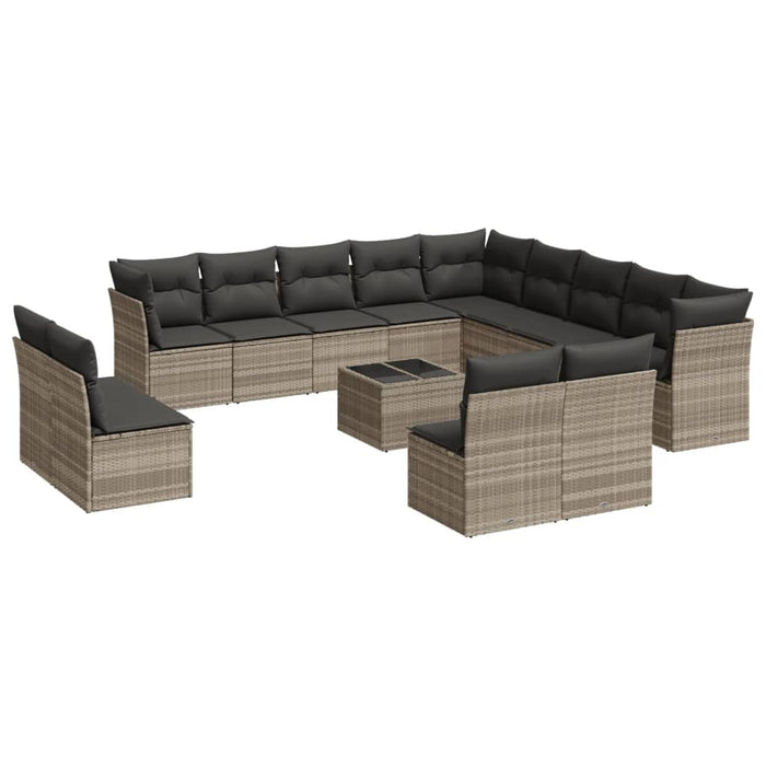 Set mobilier de grădină cu perne,14 piesegri deschis, poliratan - WALTI WALTI