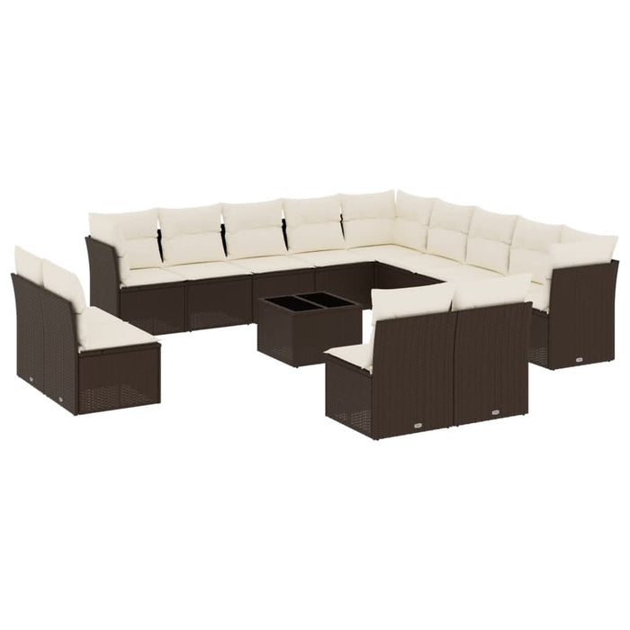 Set mobilier de grădină cu perne, 14 piese, maro, poliratan - WALTI WALTI