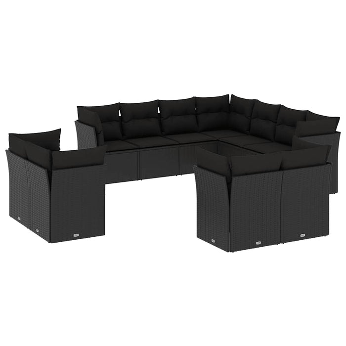 Set canapele de grădină cu perne, 11 piese, negru, poliratan - WALTI WALTI