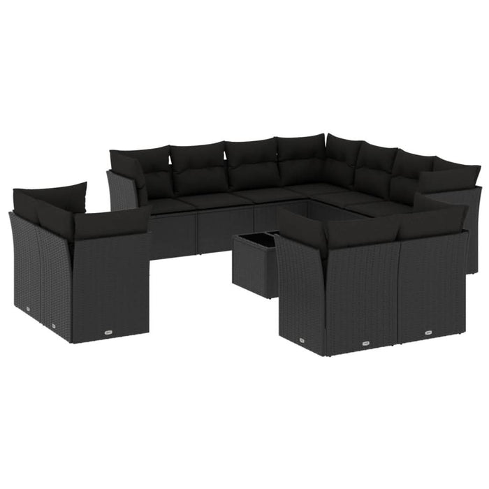 Set canapele de grădină, 12 piese, cu perne, negru, poliratan - WALTI WALTI