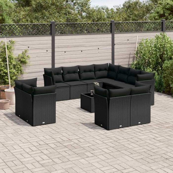Set canapele de grădină, 12 piese, cu perne, negru, poliratan - WALTI WALTI